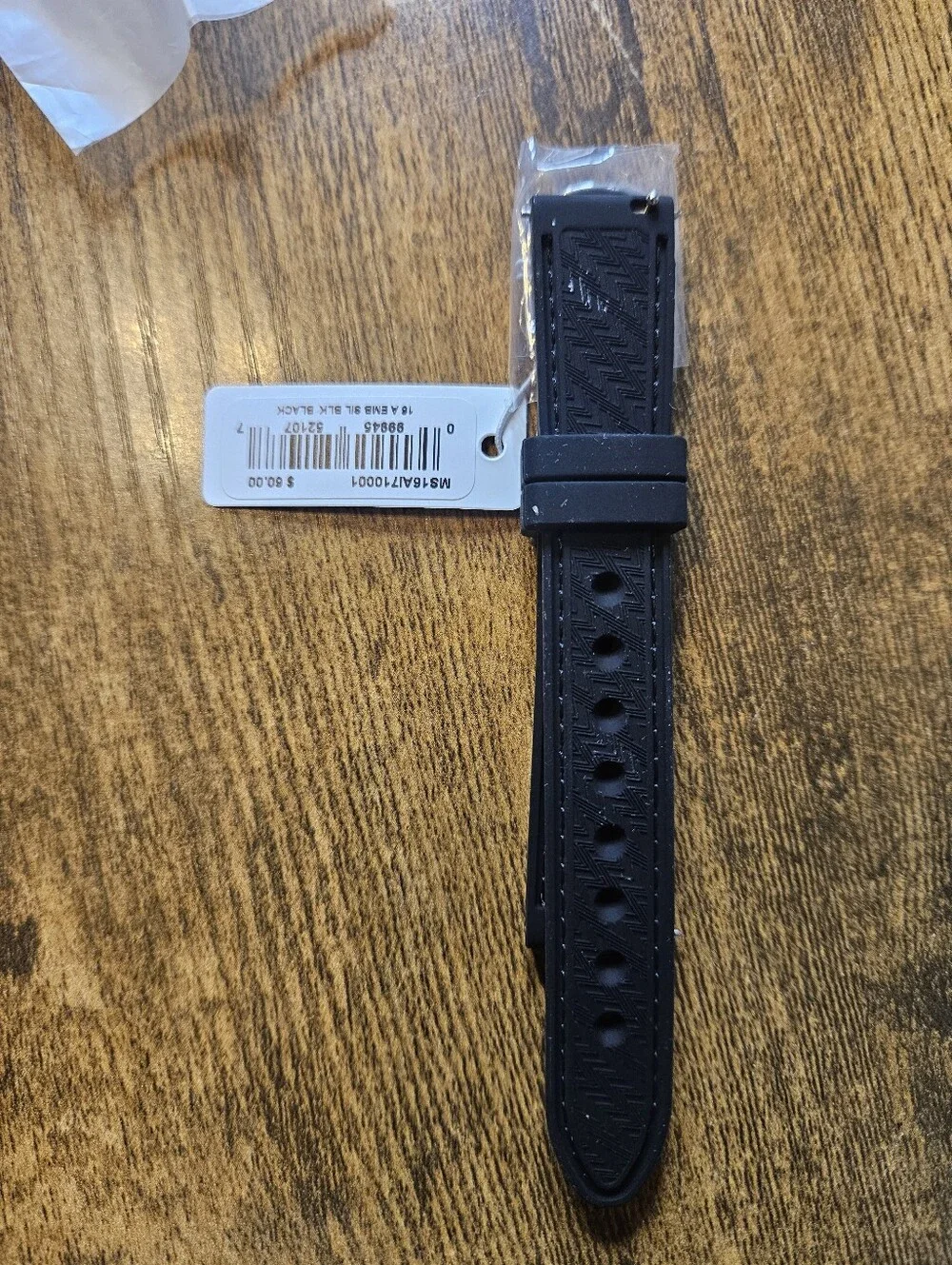 NEW Genuine Michele 16mm Black Silicone Watch Band Strap With Drawstring Bag